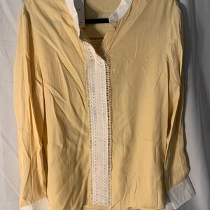 Reiss Yellow and White Long Sleeve Blouse
